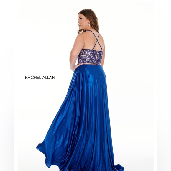 Rachel Allan Royal Blue Embellished Two-Piece Prom Dress - Picture 2 of 9